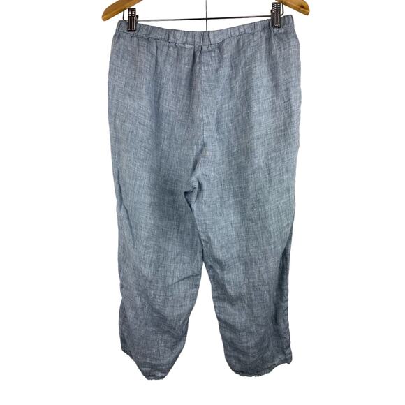 Eileen Fisher Size S Slate Blue 100% Organic Linen Capri Pants - Picture 4 of 6